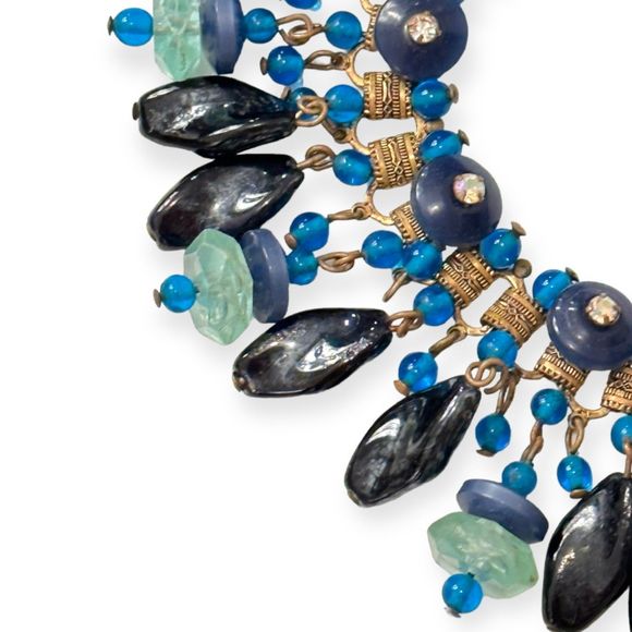 Vintage Art Deco Beaded Crystal Fringe Choker and Bracelet Set - Picture 3 of 7